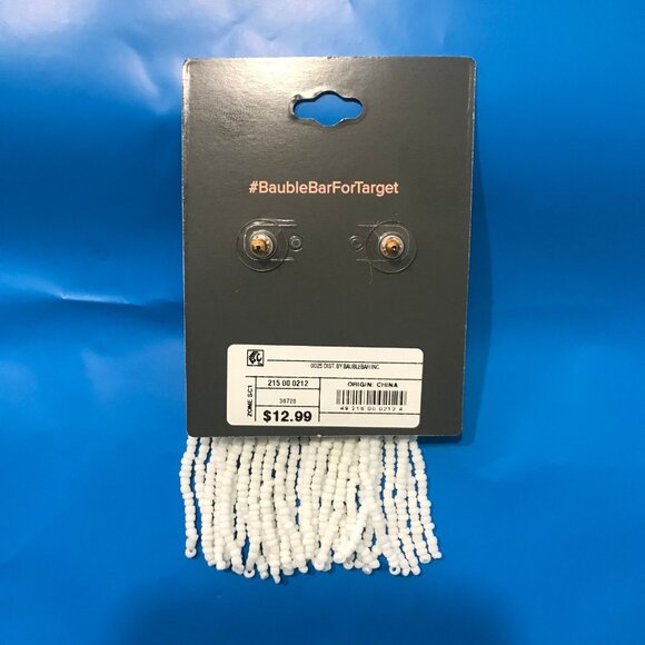 2 PAIR SugarFix BaubleBar Beaded Tassel Earrings - Black White - Picture 3 of 6